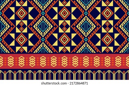 Ethnic pattern vector, Geometric handcraft motif background, Embroidery fashion aztec abstract for digital print