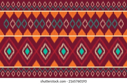 Ethnic pattern vector, Geometric line square background, Embroidery zigzag fabric seamless