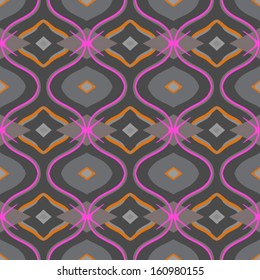 Ethnic pattern in vibrant grey color with Arabic, Turkish, Moroccan motifs. Seamless vector background for web, print, spring summer fashion, wallpaper, fabric, textile design, birthday wrapping paper
