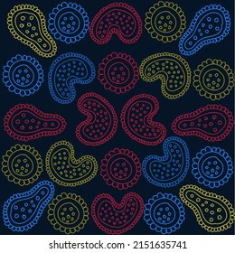 Ethnic pattern. Vintage style on a dark background. An idea for embroidery, design. Pattern for fabric, ceramic tiles. Stock vector illustration.