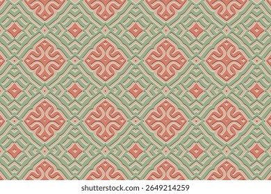 Ethnic patterned background, cover design, banner, wallpaper. Geometric decorative boho 3d pattern, embossing. Tribal ornaments, arabesques, mandala, fresco of the East, Asia, India, Mexico, Aztec