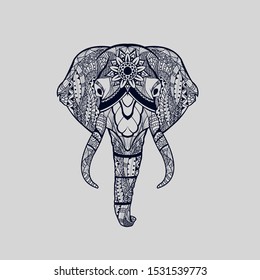 Ethnic patterned head of elephant  african indian  totemtattoo designUse for printposters t-shirt  Vector