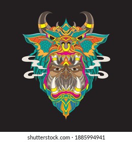Ethnic patterned heads and dragons can be used for the design of event posters, t-shirts, bags, tattoos, and artwork. Files can be changed according to your wishes and preferred colors.