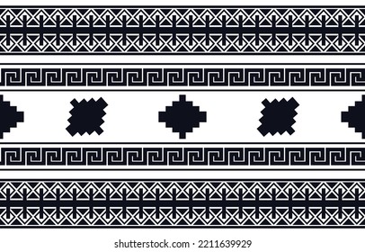Ethnic patterns. Aztec seamless geometric pattern on white back. Designed for bakcground borders or frames.