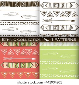 Ethnic patterns collection, tribal vector patterns for design, boho patterns set