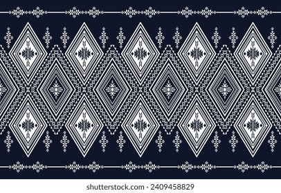 Ethnic patterns concept. Abstract ethnic geometric patterns on a dark blue background. design for ethnic, ikat, fabric, textiles, home decor, graphic design.