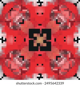 Ethnic Patterns. Cross Stitch Embroidery. Native Style. Traditional Design for texture, textile, fabric, clothing, Knitwear, print. Geometric Pixel Horizontal