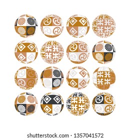 ethnic patterns spheres collection in gold black silver shades