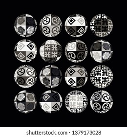 ethnic patterns spheres collection in silver shades