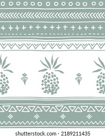 diseño de piña étnica - patrón de repetición vectorial sin fisuras, usarla para envolturas, tela, embalaje y otros proyectos de impresión y diseño