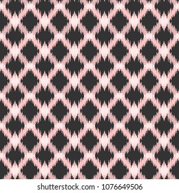 Ethnic pink, gray and white zig zag seamless pattern. Boho nude abstract geometric repeat textile print, romantic background. Folk fashion strip wallpaper.
