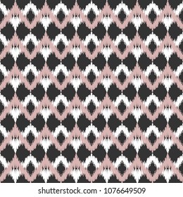Ethnic pink, gray and white zig zag seamless pattern. Boho nude abstract geometric repeat textile print, romantic background. Folk fashion strip wallpaper.