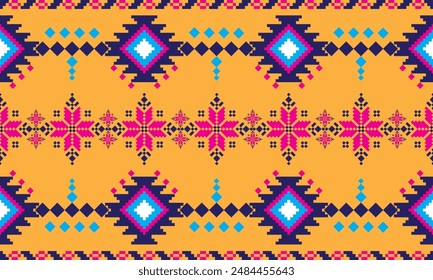 Ethnic  pixel pattern fossil design for background,wallpaper.