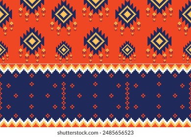 Pixel étnico sin fisuras geométrico ikat étnico oriental diseño tradicional para el fondo, Fondo de pantalla.