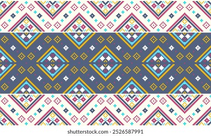 Ethnic pixel pattern traditional design pattern Presenting ethnic art fabrics, beliefs and characteristics of local fabrics. 