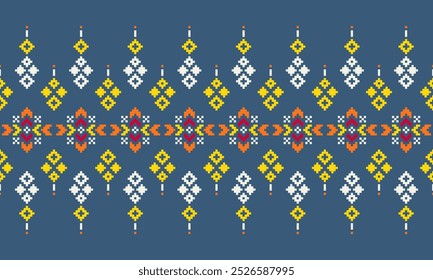 Ethnische Pixel-Muster traditionellen Design-Muster Präsentieren ethnische Kunst Stoffe, Überzeugungen und Eigenschaften der lokalen Stoffe. 