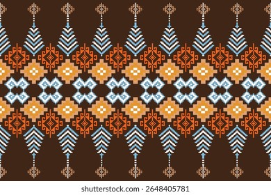 Ethnische Pixel-Muster, Traditionelle Designs Muster für Sari, Patola Sari, Dupatta, Dupatta, Kleidung, Batik, Strickwaren, Stickerei, Hintergrund oder Tapete