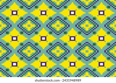 Patrón sin fisuras de píxel étnico, patrón sin fisuras geométrico tradicional, diseño sin fisuras de los papeles digitales para el fondo, ilustración, textura, tela, papel pintado, ropa, alfombra, batik, bordado