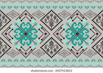 Patrón sin fisuras de píxel étnico, patrón sin fisuras geométrico tradicional, diseño sin fisuras de los papeles digitales para el fondo, ilustración, textura, tela, papel pintado, ropa, alfombra, batik, bordado