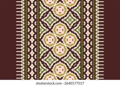 Ethnic Pixel Textile Design. Geometric Pixel Folk Art Design