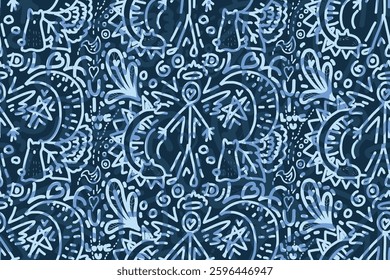 Ethnic, primitive, hand drawn seamless pattern, abstract pattern with black and white color, aborigines style ,design for fabric and printing.