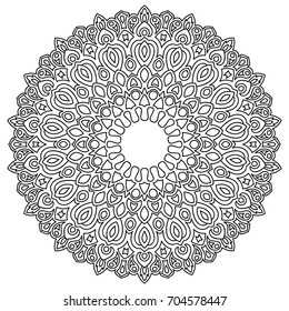 Ethnic Print. Adult Coloring Page. Mandala Pattern for Coloring and Meditation. Complicated Round Snowflake
