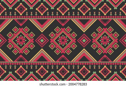Patrón de tela de impresión étnica. Ornamento geométrico sin soldadura para cerámica, papel pintado, textil, web, tarjetas. Patrón étnico. Ornamento de borde. Diseño nativo americano, Navajo. Motif mexicano, ornamento azteca