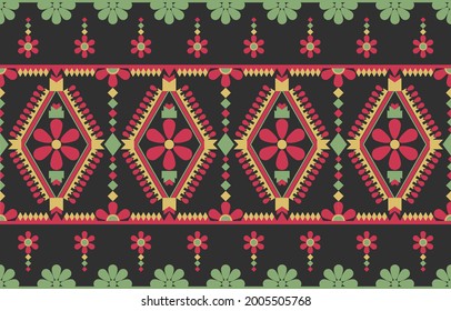 Ethnic Print Fabric Pattern. Geometric seamless ornament for ceramics, wallpaper, textile, web, cards. Ethnic pattern. Border ornament. Native american design, Navajo. Mexican motif, Aztec ornament
