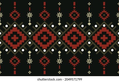 Ethnic Print Fabric Pattern. Geometric seamless ornament for ceramics, wallpaper, textile, web, cards. Ethnic pattern. Border ornament. Native american design, Navajo. Mexican motif, Aztec ornament