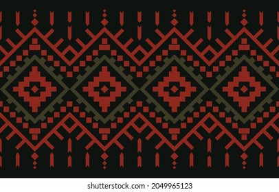 Ethnic Print Fabric Pattern. Geometric seamless ornament for ceramics, wallpaper, textile, web, cards. Ethnic pattern. Border ornament. Native american design, Navajo. Mexican motif, Aztec ornament