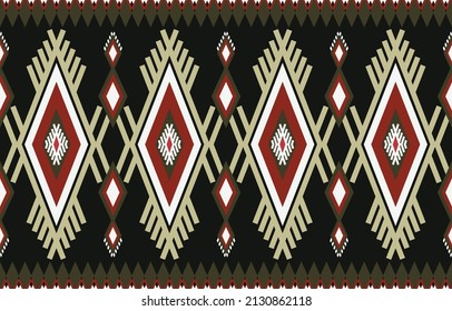 Ethnic Print Fabric Pattern. Geometric seamless ornament for ceramics, wallpaper, textile, web, cards. Ethnic pattern. Border ornament. Native american design, Navajo. Mexican motif, Aztec ornament
