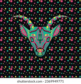 Ethnic psychedelic goat's head. Decorative vector illustration