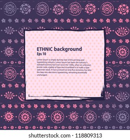 Ethnic purple background. Can be used as invitation or greeting card.