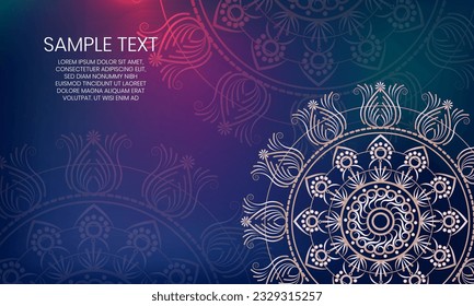 Ethnic Purple Round Ornamental Henna Mandala Floral Background Design Vector Illustration