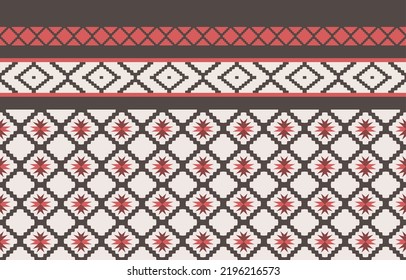 Ethnic red abstract background. Seamless pattern in tribal, folk embroidery, and Mexican style. Aztec geometric art ornament print.Design for carpet, wallpaper, clothing, wrapping, fabric, cover