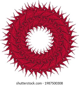 Ethnic red frame or wreath with star elements on white. Abstract frame for holidays and events, backgrounds and textures, prints, wallpaper, textiles, invitation cards, etc.