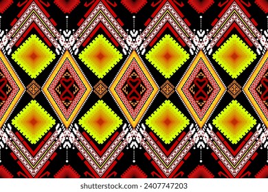 Ethnic red yellow and white geometric oriental traditional seamless pattern. Native American African embroidery perfect design for fabric, texture, cloth decor, element, interior, paper print