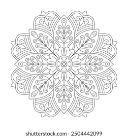Ethnic Relaxation Flower Mandala Coloring Book Page