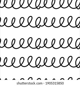 Ethnic, retro, doodle, vector, tribal design element. Spiral seamless pattern. Doodle vector background. All over vector circles pattern on white background. Illustration for wrapping paper, textile