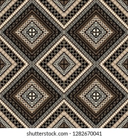 Ethnic rhomboid seamless pattern in african style with tribal motifs