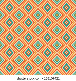Ethnic rhombus pattern in retro colors,  aztec style  seamless vector background