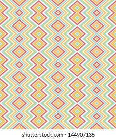 Ethnic rhombus pattern in retro colors, aztec style seamless vector background