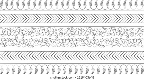 Ethnic ribbon patterns vector mexican or tibetan seamless ribbon pattern set