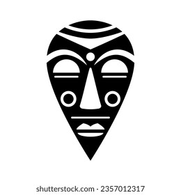 Ethnic ritual mask. Idol face totem of sleeping african god demon for religious and shamanic ceremonial vector rituals