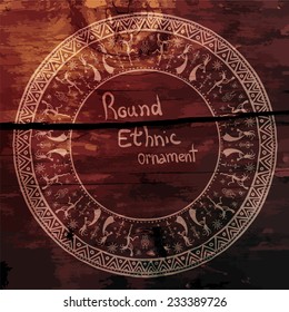 ethnic round frame with dancing musicians