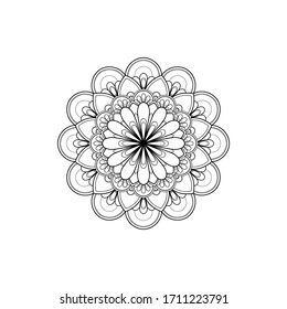 Ethnic round Mandala ornament isolated on white background. Henna tattoo design. Vector illustration