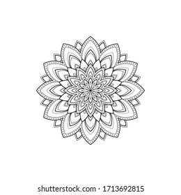 Ethnic round Mandala ornament isolated on white background. Henna tattoo design. Vector illustration