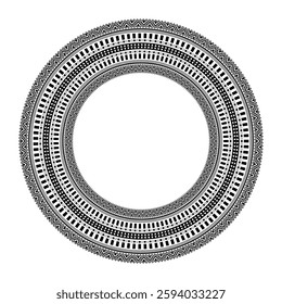 Ethnic round neck ornament of African tribes. Circular ornament in ethnic style. Black and white vector illustration. The endless pattern of  Aztec, Maya, Incas, Peru, Brazil, Mexico, Honduras