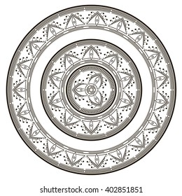 Ethnic round ornament for art-therapy vector image.