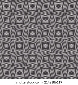 Ethnic Scandinavian Linear Seamless Pattern Vector Vintage Grey Abstract Background. Weaving Thin Curved Lines Elegant Endless Wallpaper. Decorative Ornamental Viking Style Repetitive Subtle Pattern
